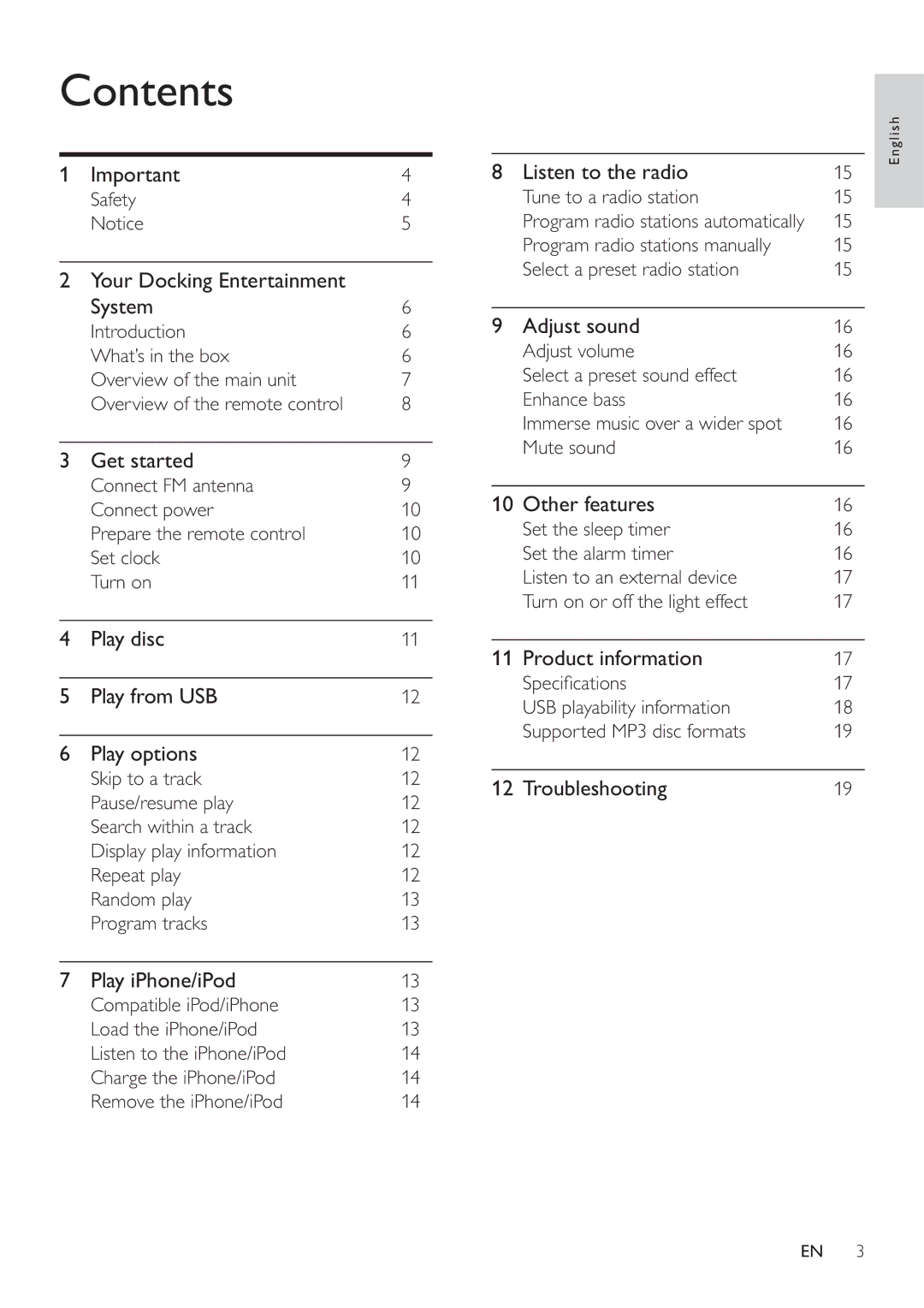 Philips DCM580 user manual Contents 