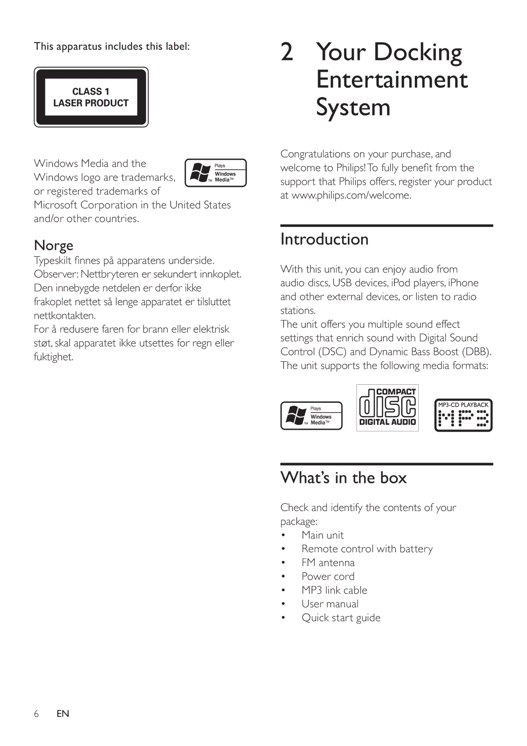 Philips DCM580 user manual Introduction, What’s in the box 