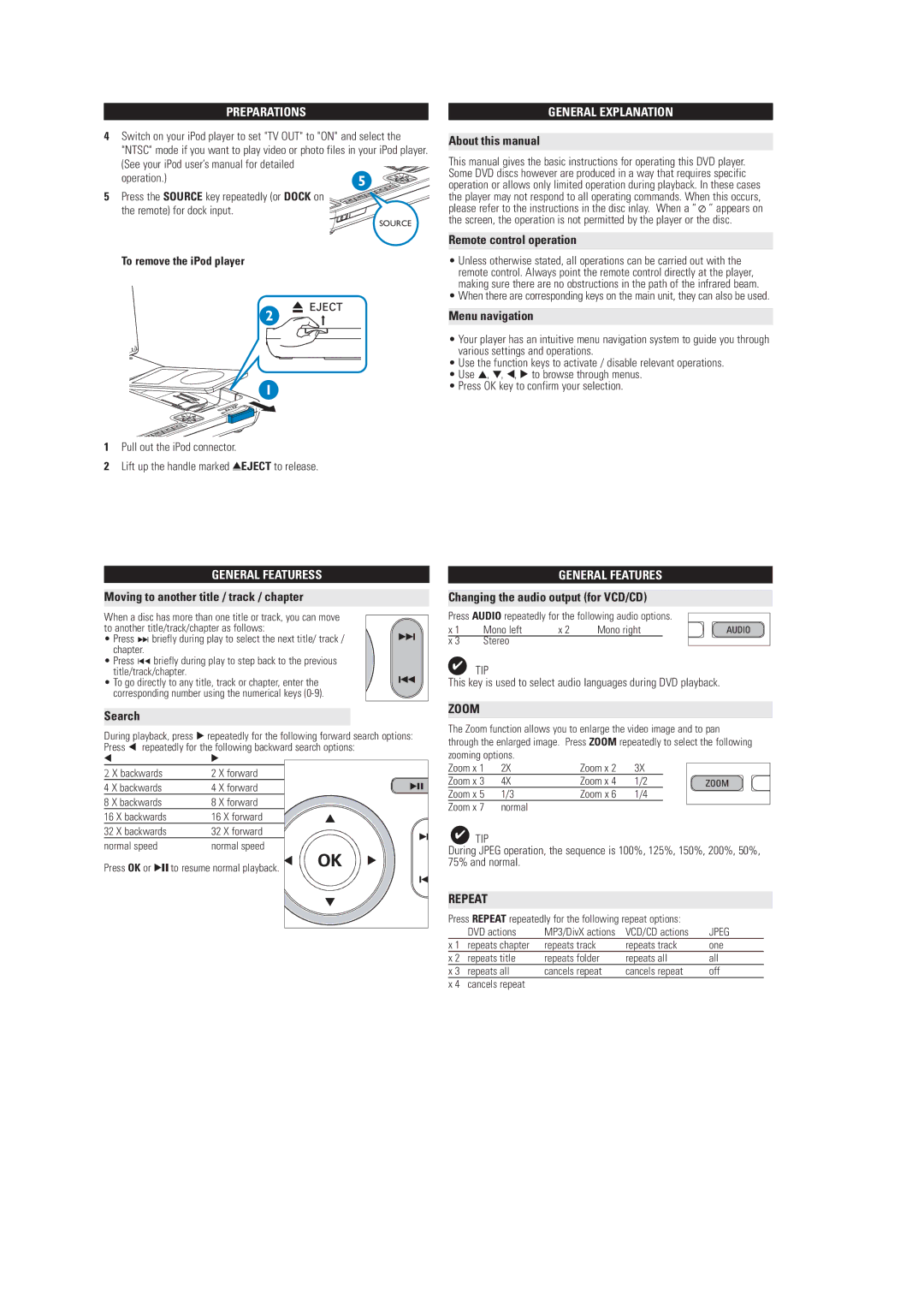 Philips DCP850 user manual General Featuress, General Explanation 