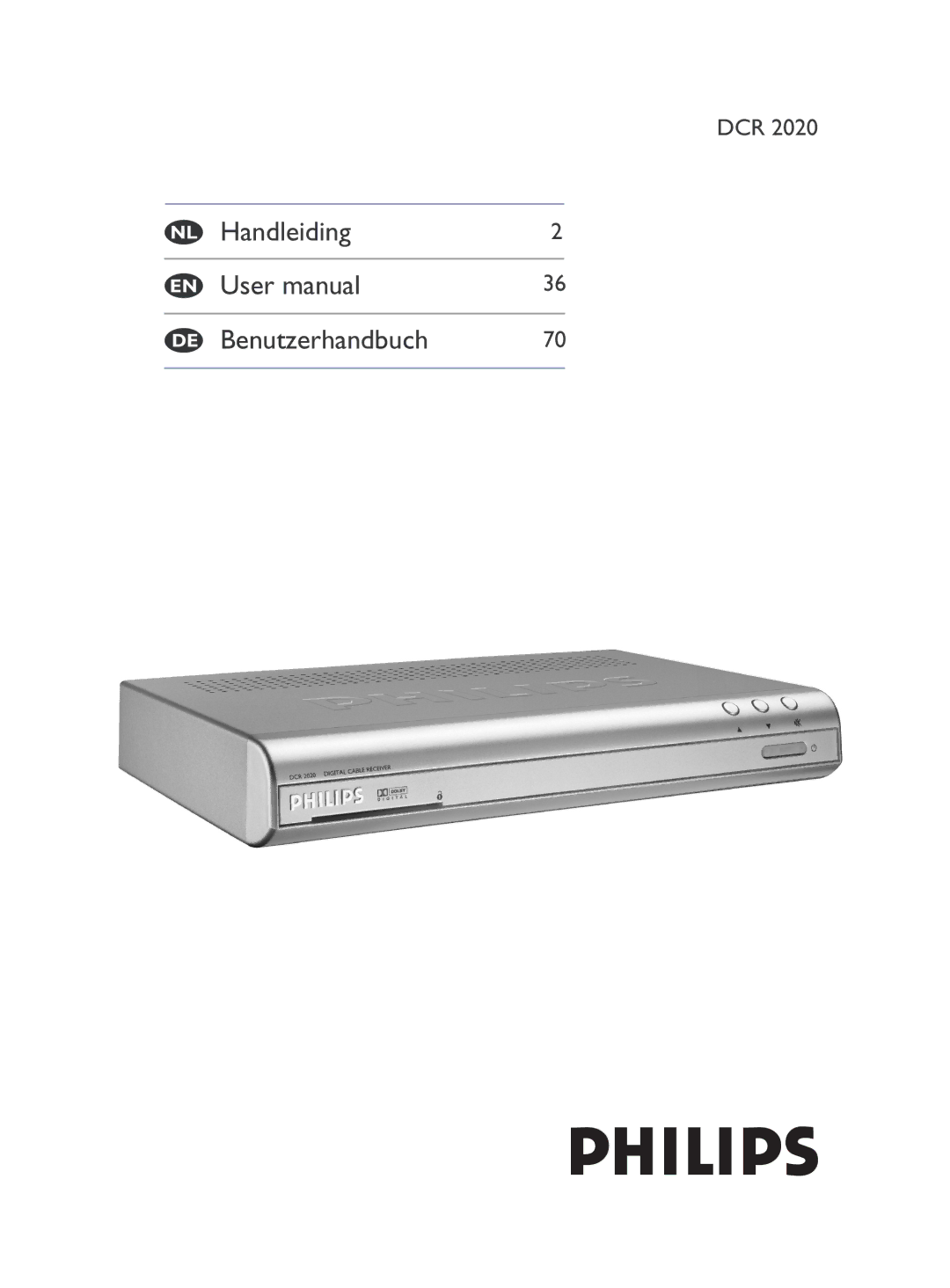 Philips DCR 2020 user manual Handleiding Benutzerhandbuch 