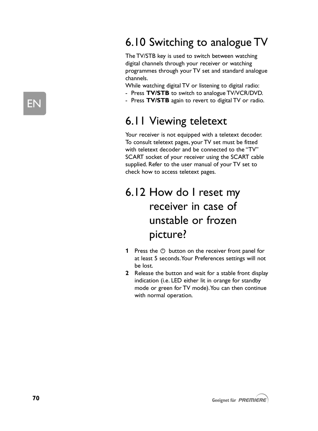 Philips DCR 2021 user manual Switching to analogue TV 