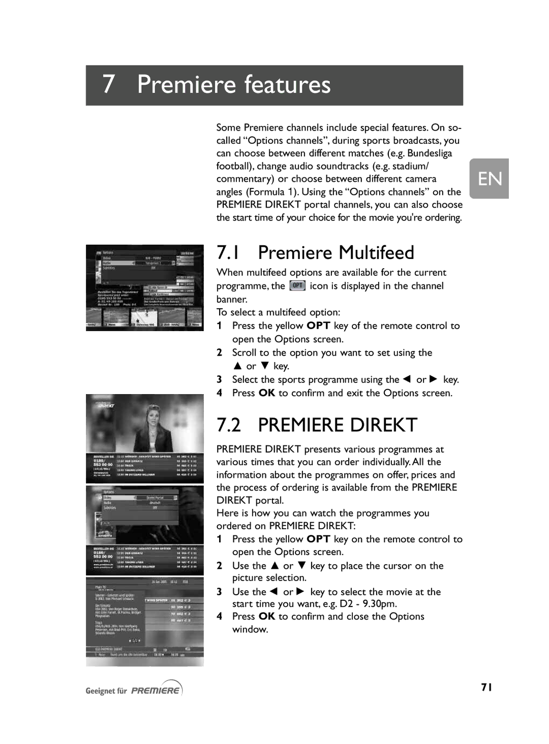 Philips DCR 2021 user manual Premiere features, Premiere Multifeed 