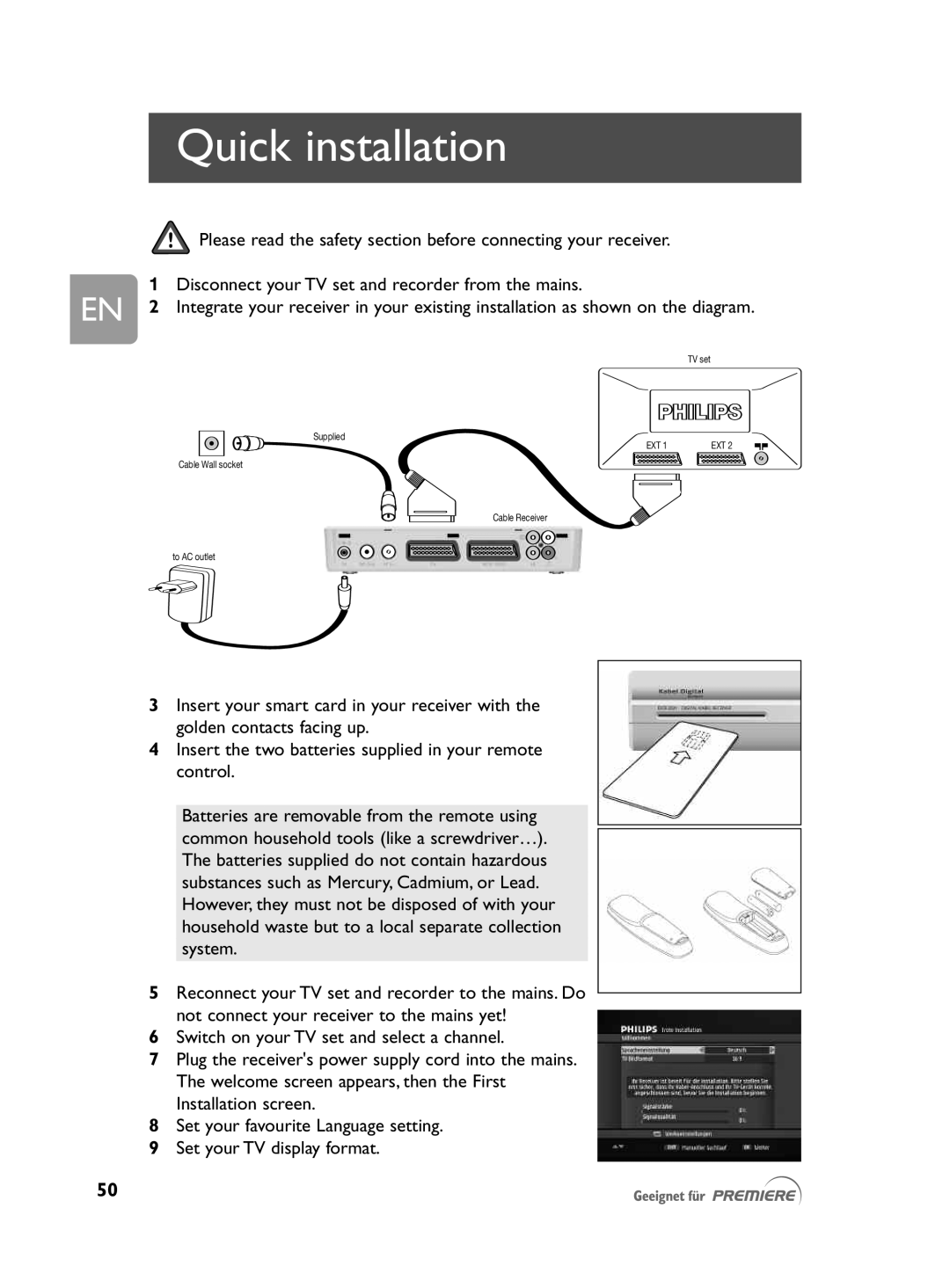 Philips DCR 2021 user manual Quick installation 