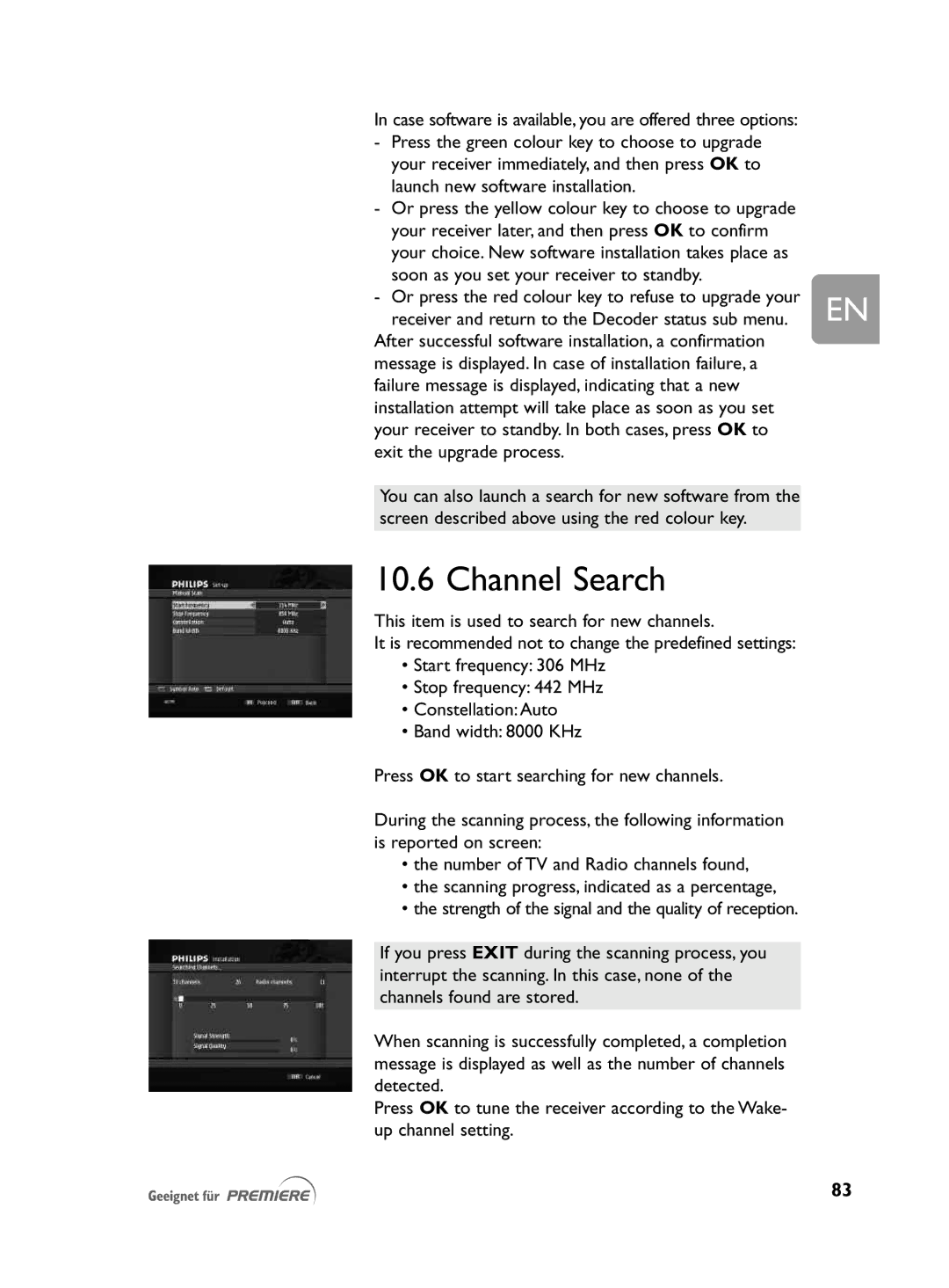 Philips DCR 2021 user manual Channel Search, Your receiver later, and then press OK to confirm 