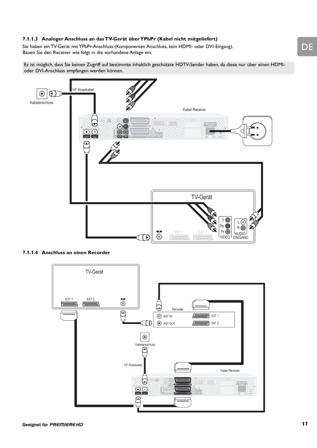 Philips DCR 9000 user manual Oder DVI-Anschluss empfangen werden können, Anschluss an einen Recorder 