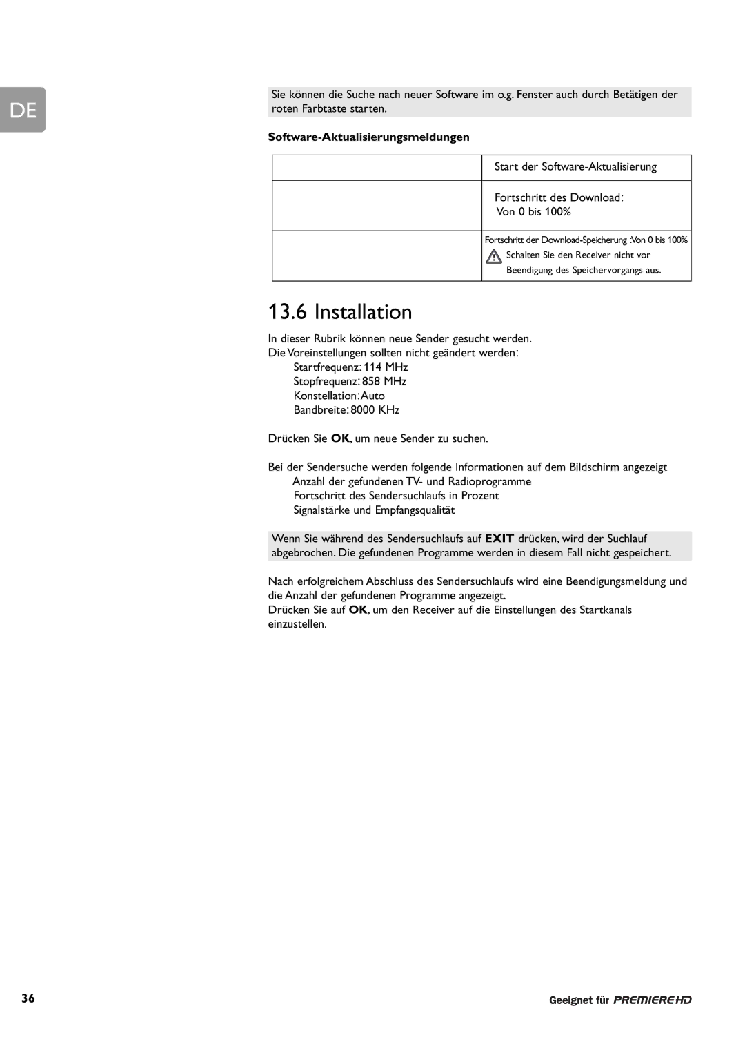 Philips DCR 9000 user manual Installation, Software-Aktualisierungsmeldungen 