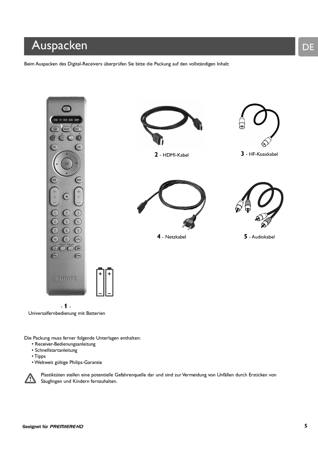 Philips DCR 9000 user manual Auspacken 