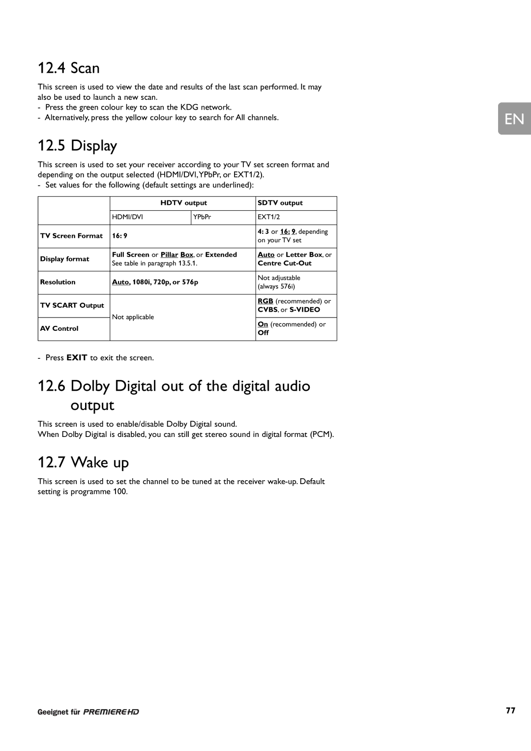 Philips DCR 9001/02 user manual Scan, Display, Dolby Digital out of the digital audio output, Wake up 