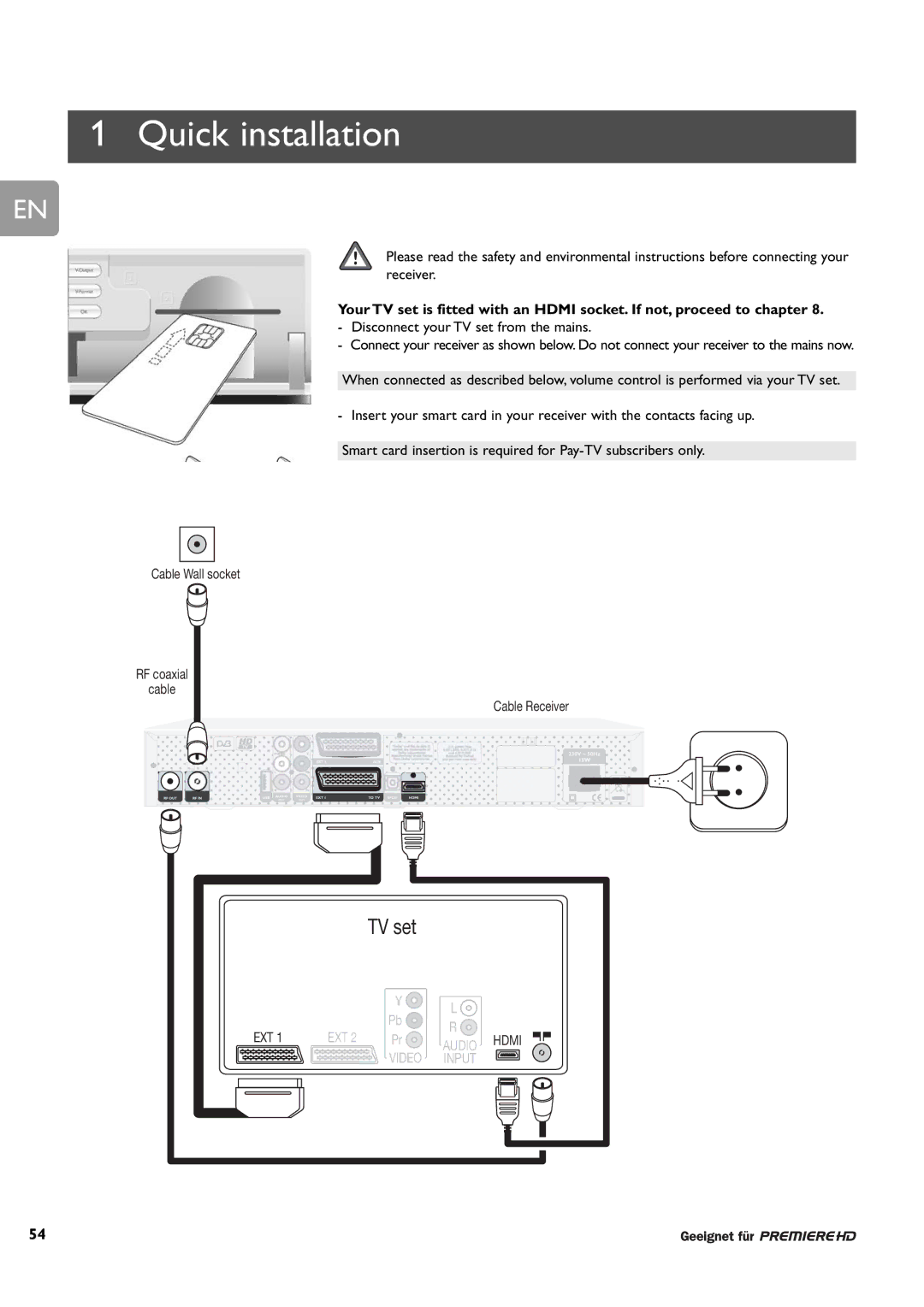 Philips DCR 9001/22 user manual Quick installation, TV set 