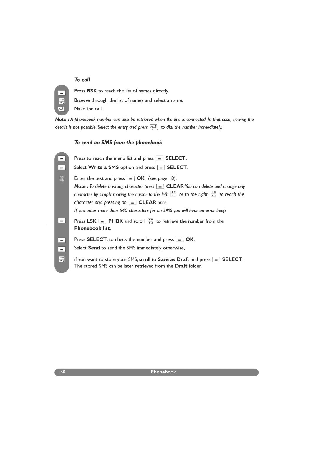 Philips DECT 629, DECT 627 manual To call, To send an SMS from the phonebook, Clear once, Phonebook list 