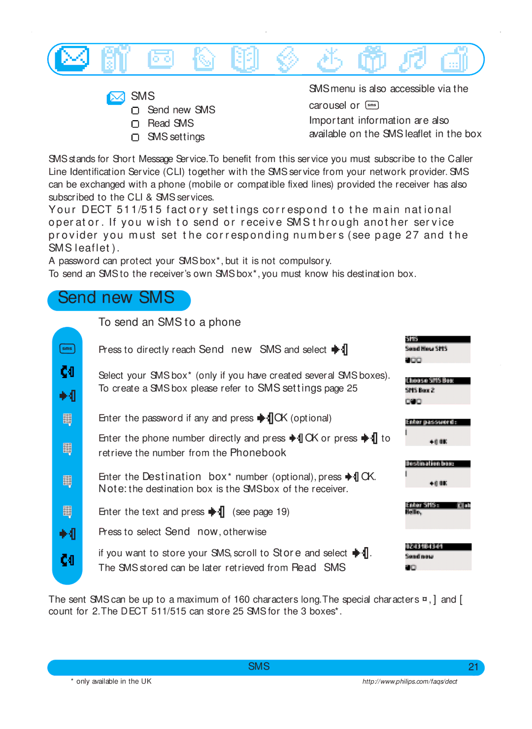 Philips DECT515, DECT511 user manual Send new SMS, To send an SMS to a phone 