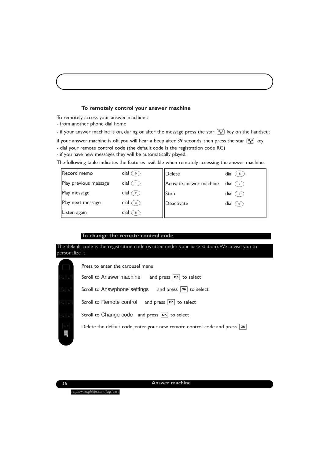 Philips DECT521/DECT 525 manual To select 