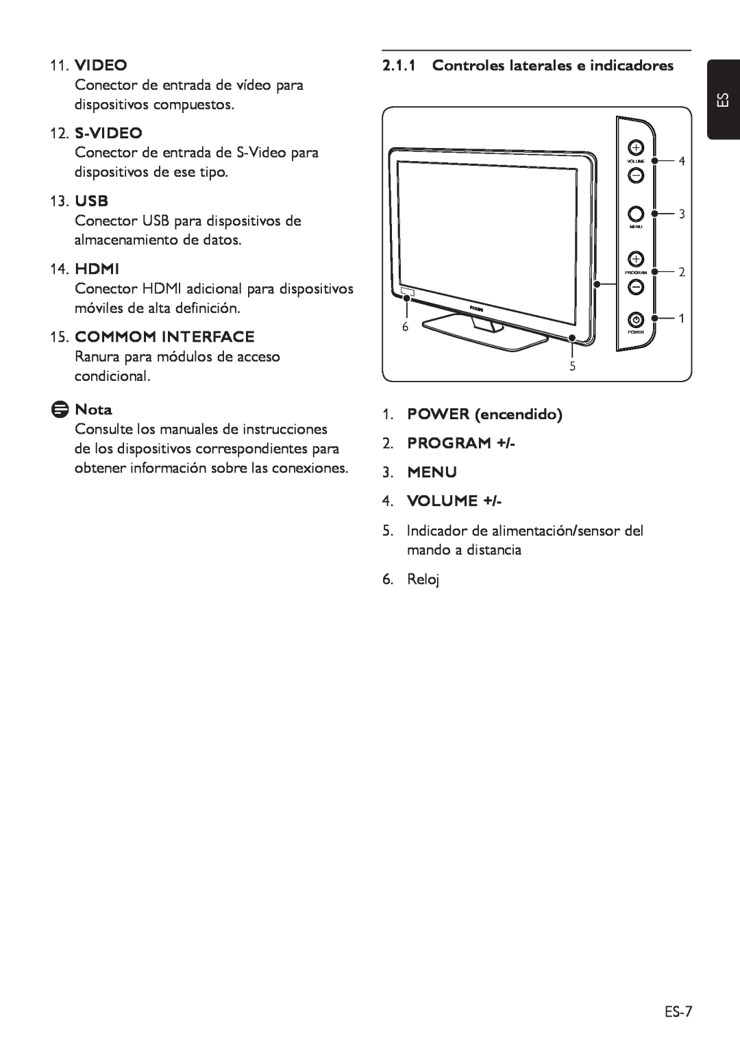 Philips DFU-DEC2008 manual S-Video, 13.USB, Hdmi, DDNota, Controles laterales e indicadores 