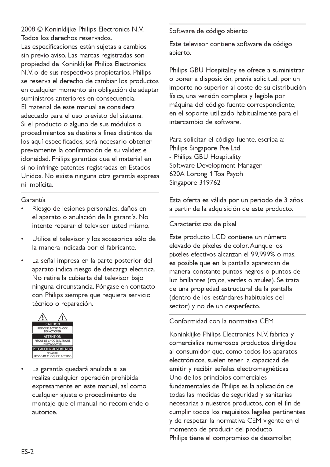 Philips DFU-DEC2008 manual Garantía, Características de píxel, Conformidad con la normativa CEM 