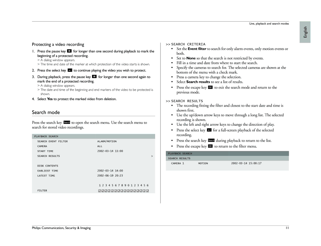 Philips Digital versatile recorder operation manual Search mode, Protecting a video recording 