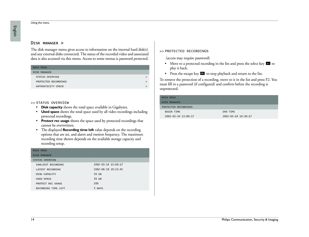 Philips Digital versatile recorder operation manual Disk Manager 