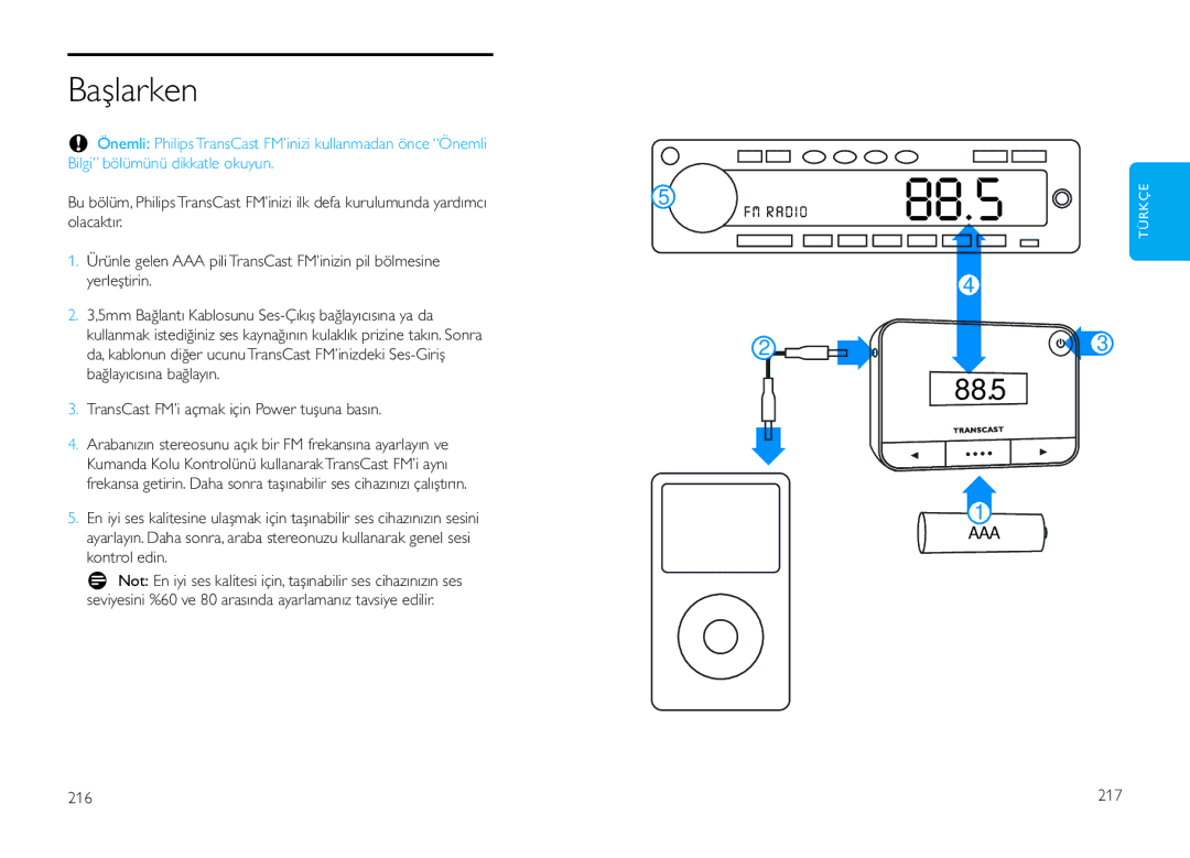 Philips DLV92009/10 user manual Başlarken, 216 217 