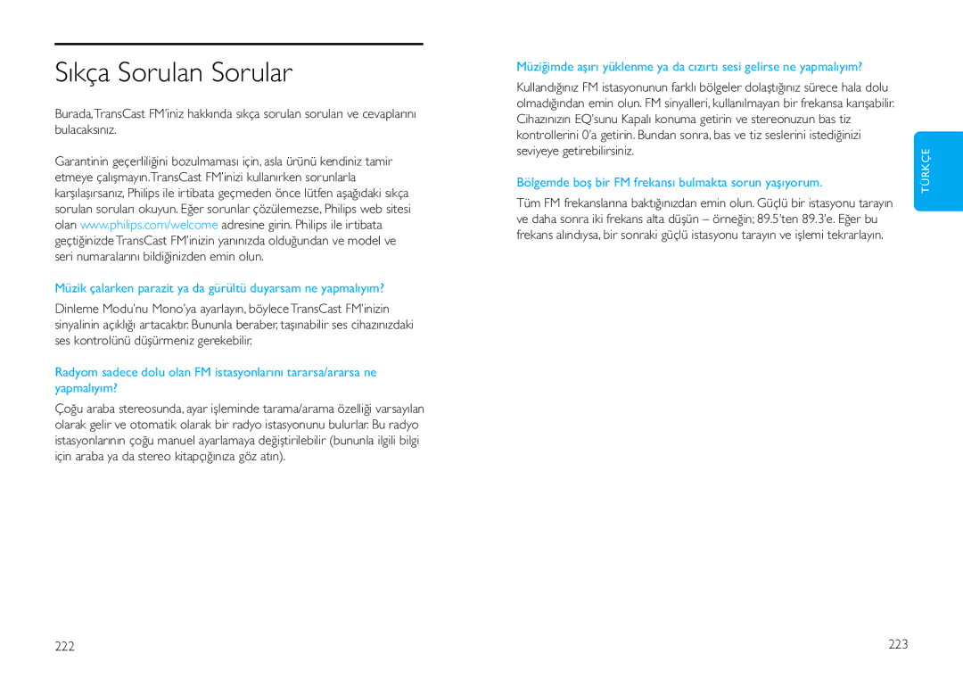 Philips DLV92009/10 user manual Sıkça Sorulan Sorular, 222 223 