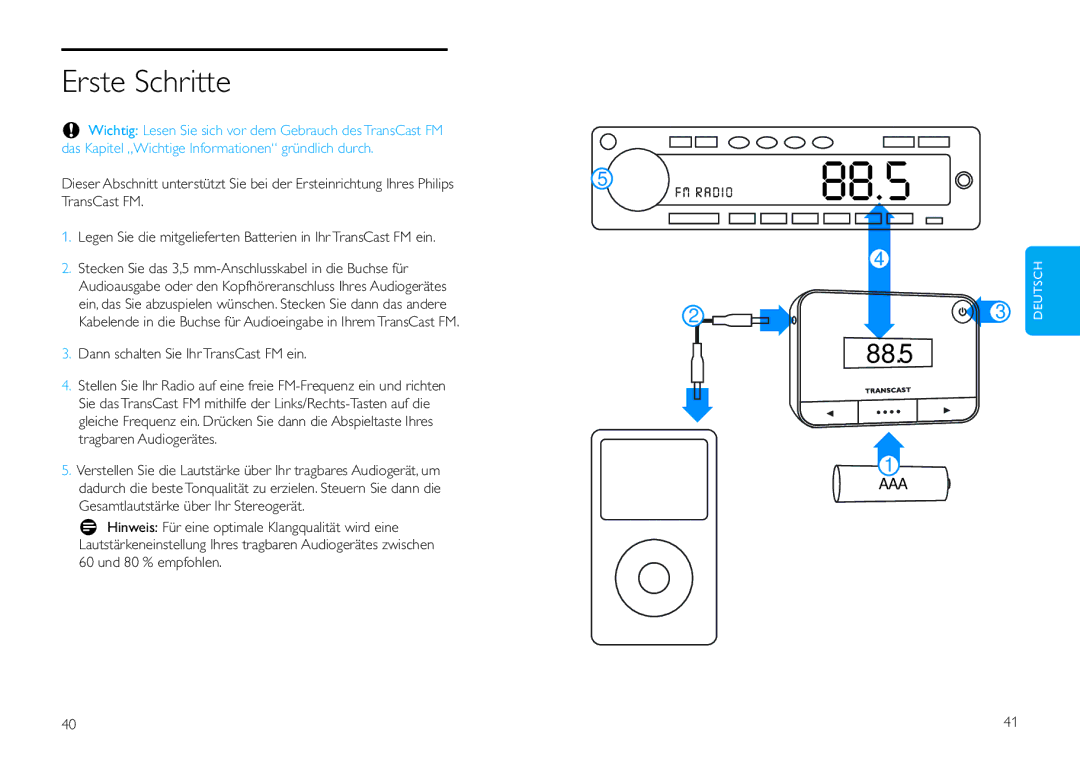 Philips DLV92009/10 user manual Erste Schritte 