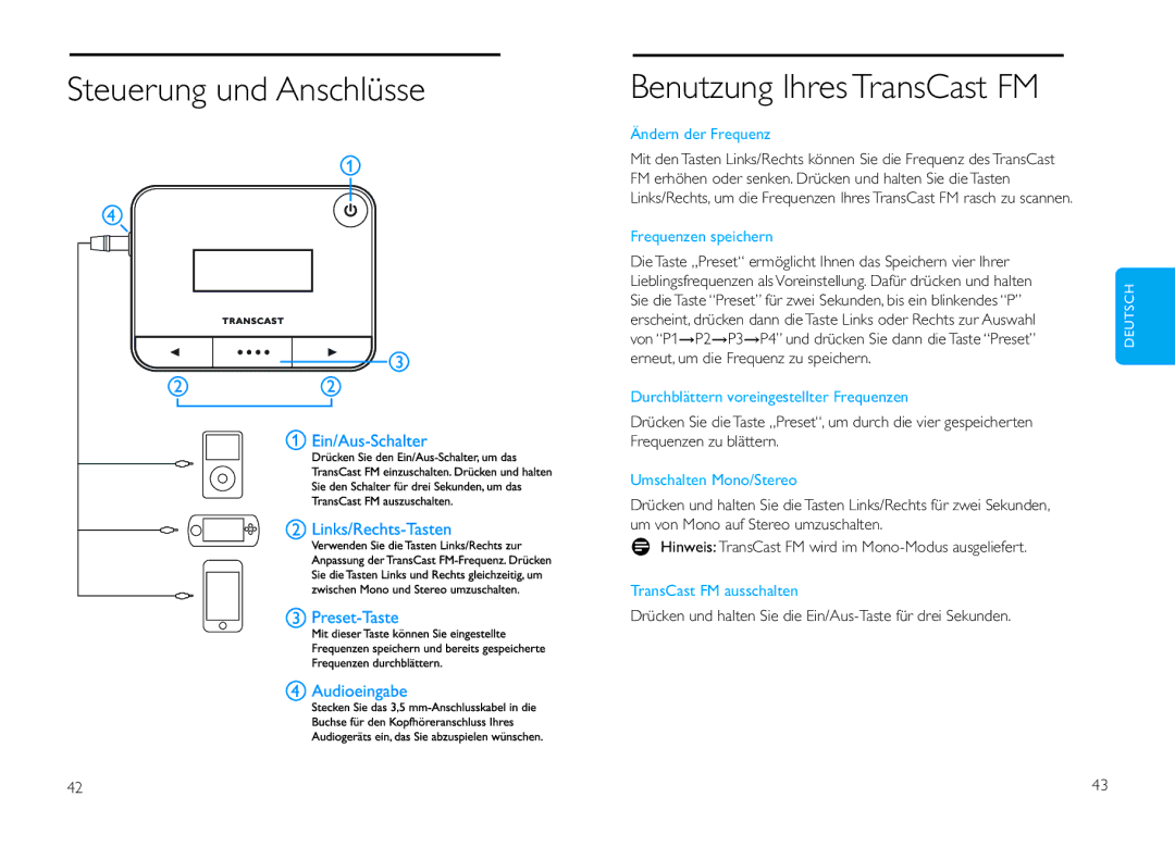 Philips DLV92009/10 user manual Steuerung und Anschlüsse 