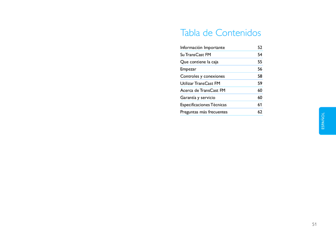 Philips DLV92009/10 user manual Tabla de Contenidos 