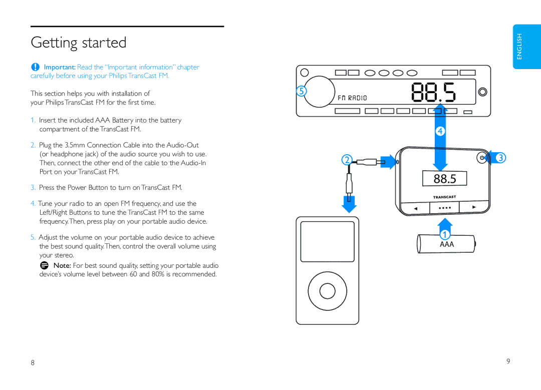 Philips DLV92009/10 user manual Getting started 