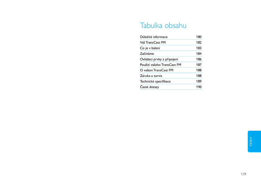 Philips DLV92009/10 user manual Tabulka obsahu, 179 