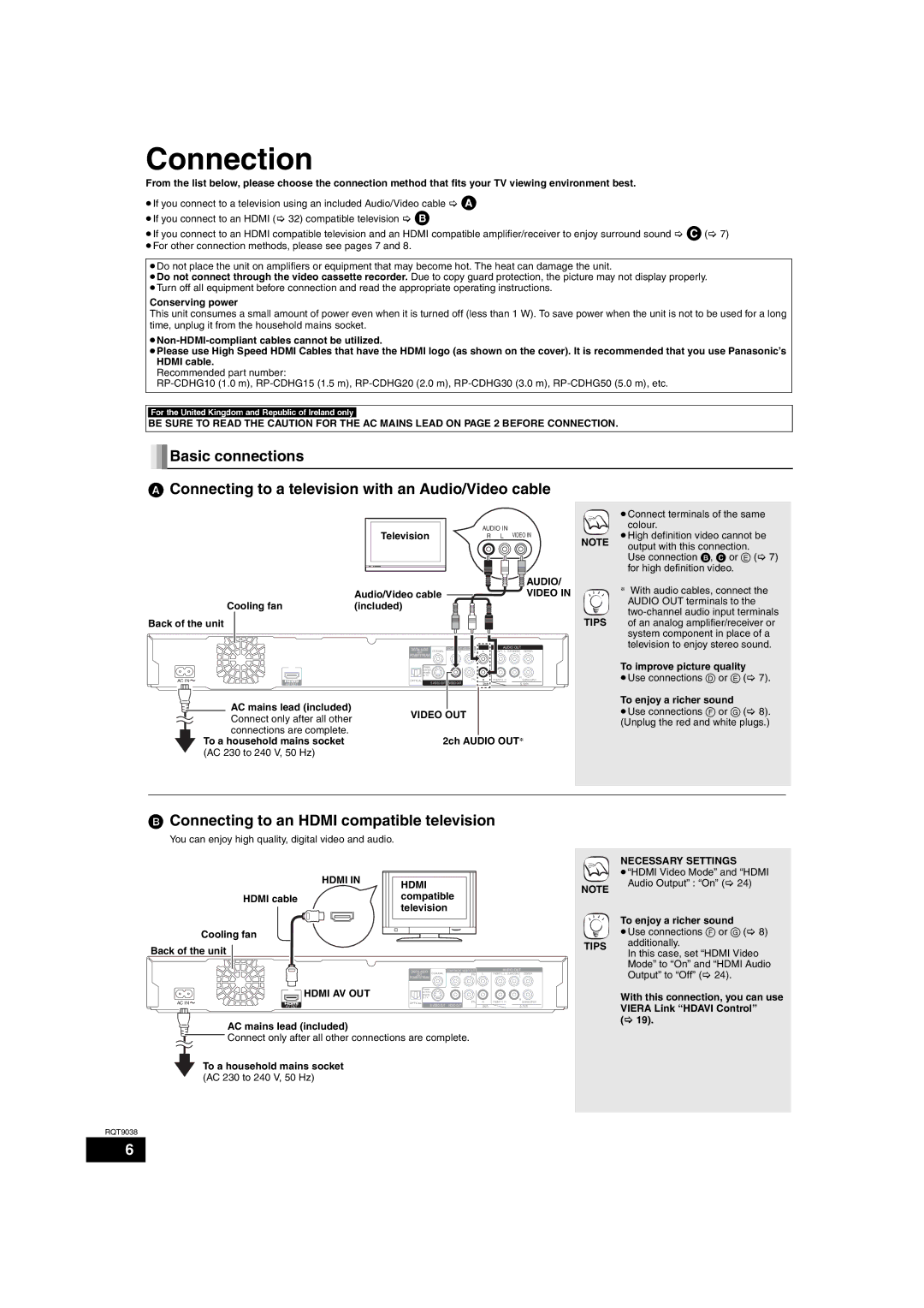 Philips DMP-BD30 operating instructions Connection, Connecting to an Hdmi compatible television 