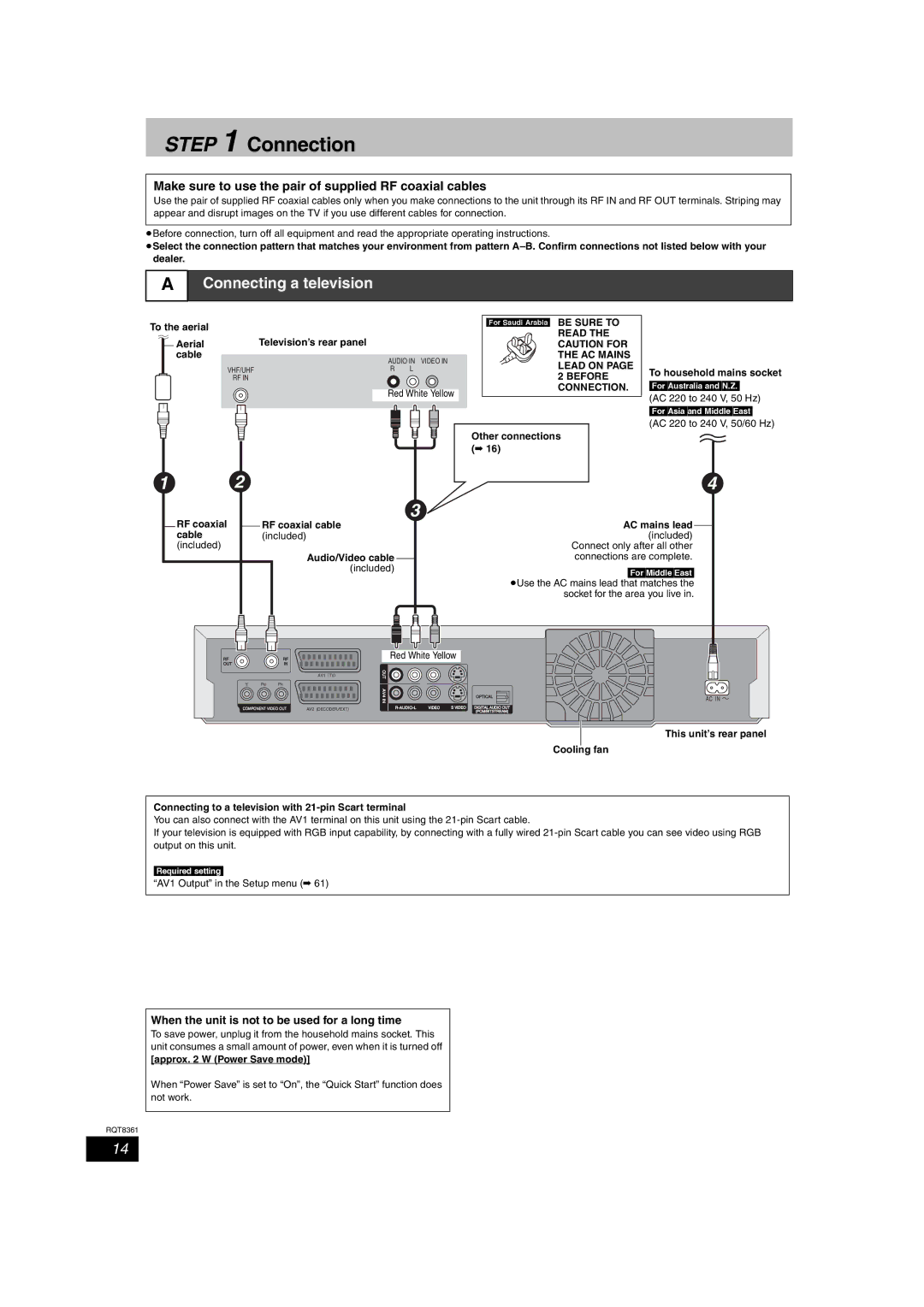 Philips DMR-EH55 operating instructions Connecting a television, Make sure to use the pair of supplied RF coaxial cables 