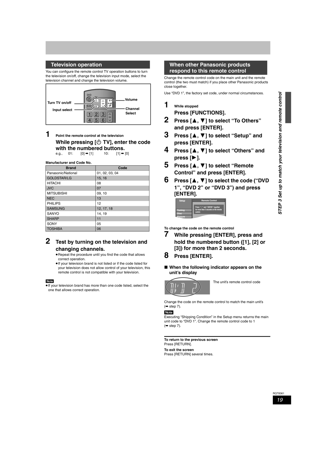 Philips DMR-EH55 operating instructions Television operation, Test by turning on the television and changing channels 