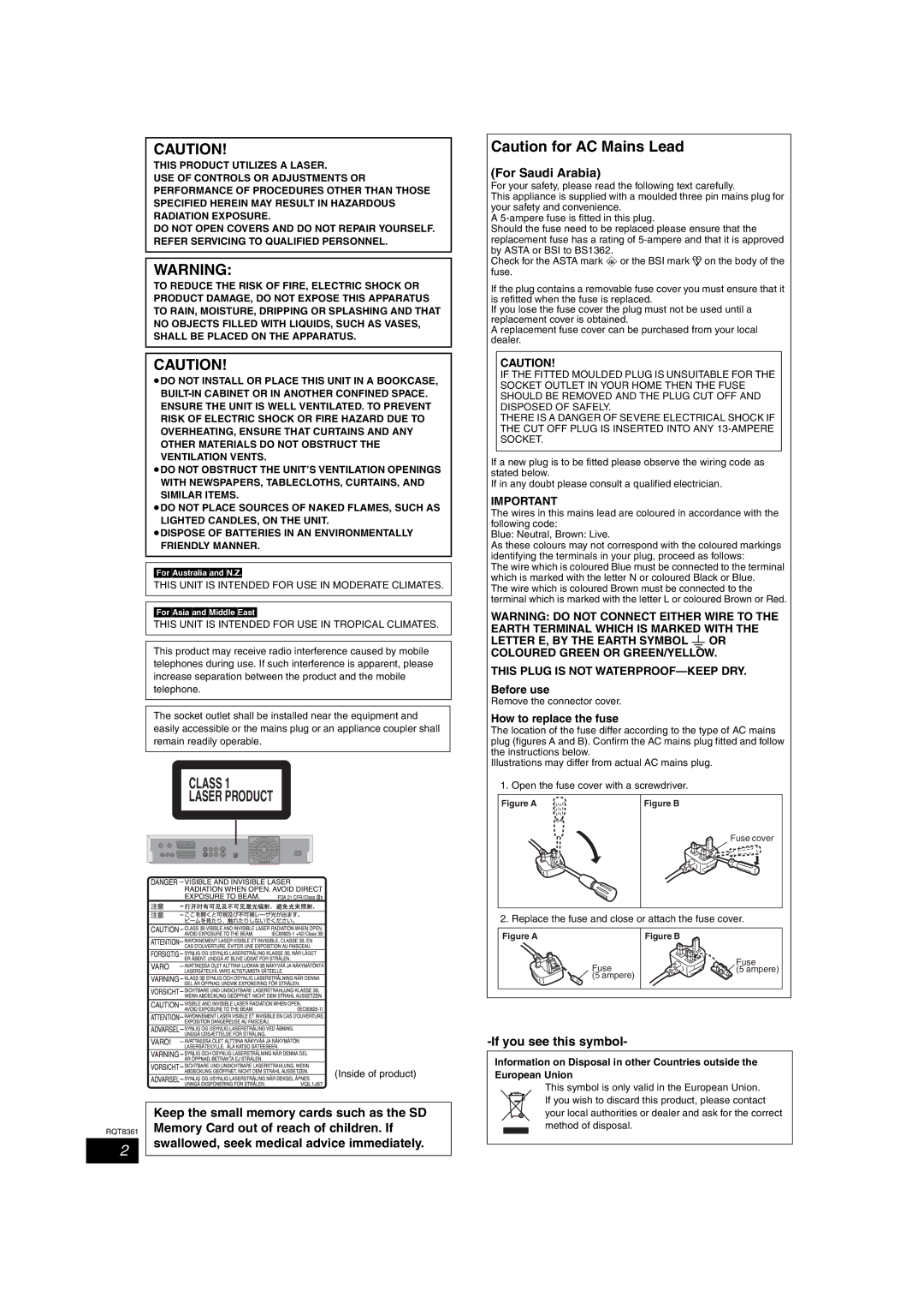 Philips DMR-EH55 operating instructions If you see this symbol, Before use, How to replace the fuse, ForAsiaandMiddleEast 