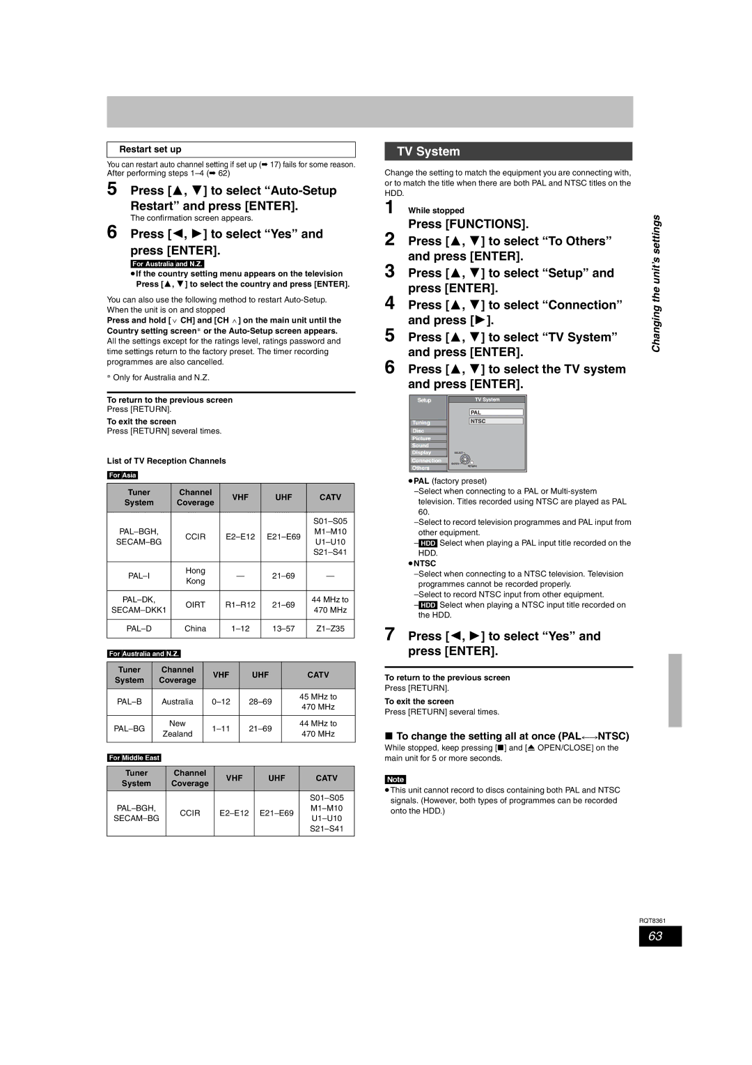 Philips DMR-EH55 operating instructions TV System 