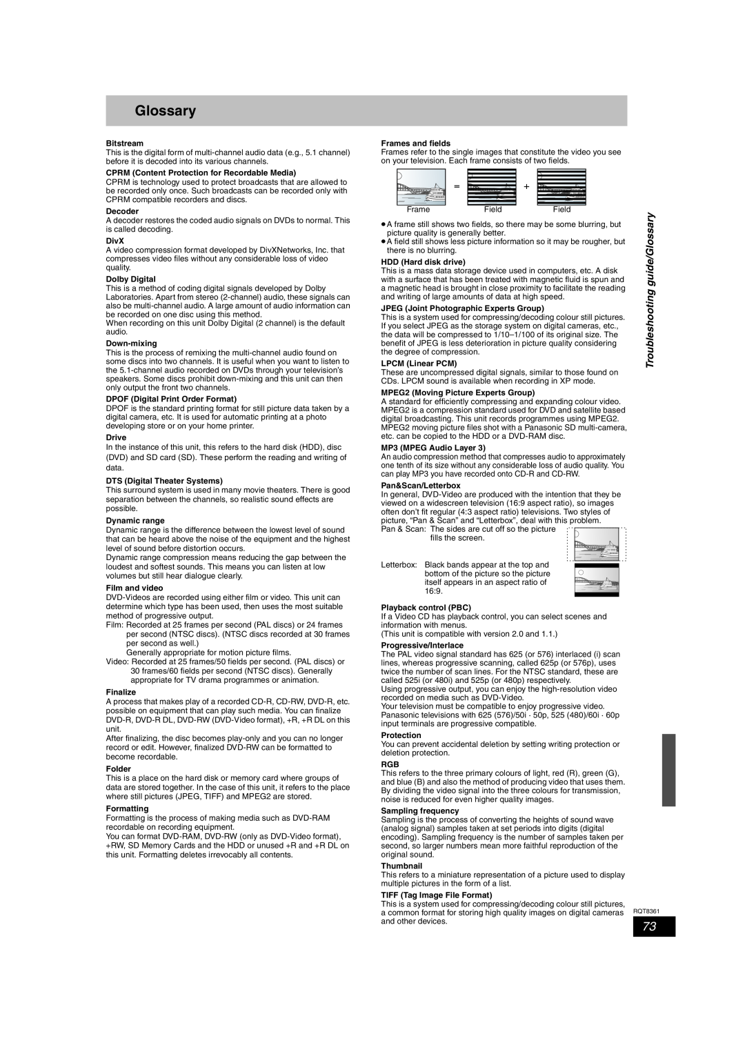 Philips DMR-EH55 operating instructions Troubleshooting guide/Glossary 