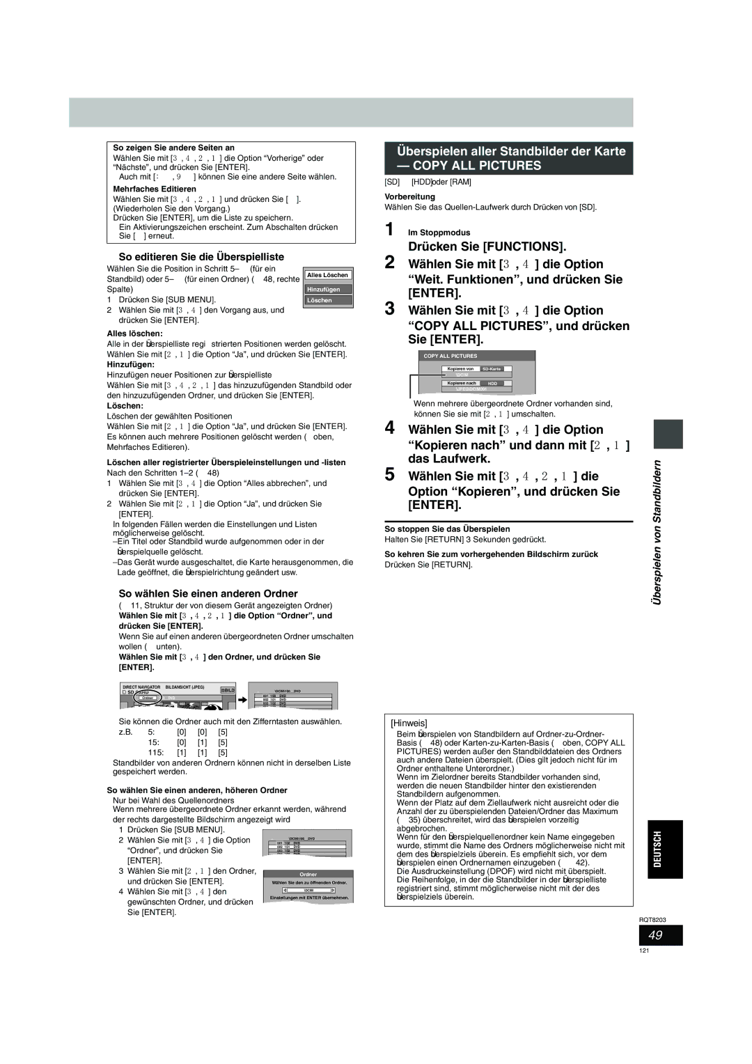 Philips DMR-EH60 operating instructions Überspielen aller Standbilder der Karte, So editieren Sie die Überspielliste 