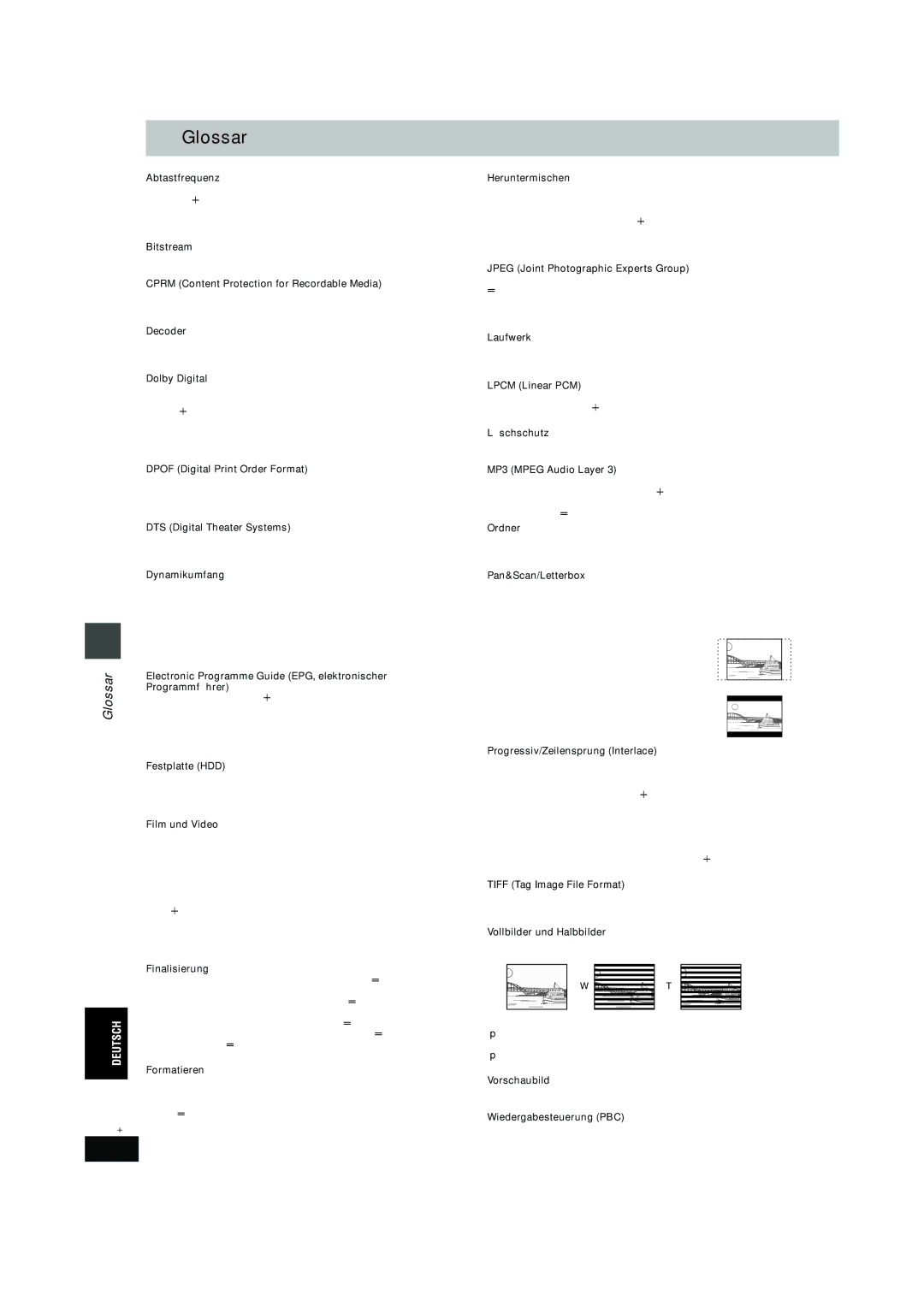 Philips DMR-EH60 operating instructions Glossar 