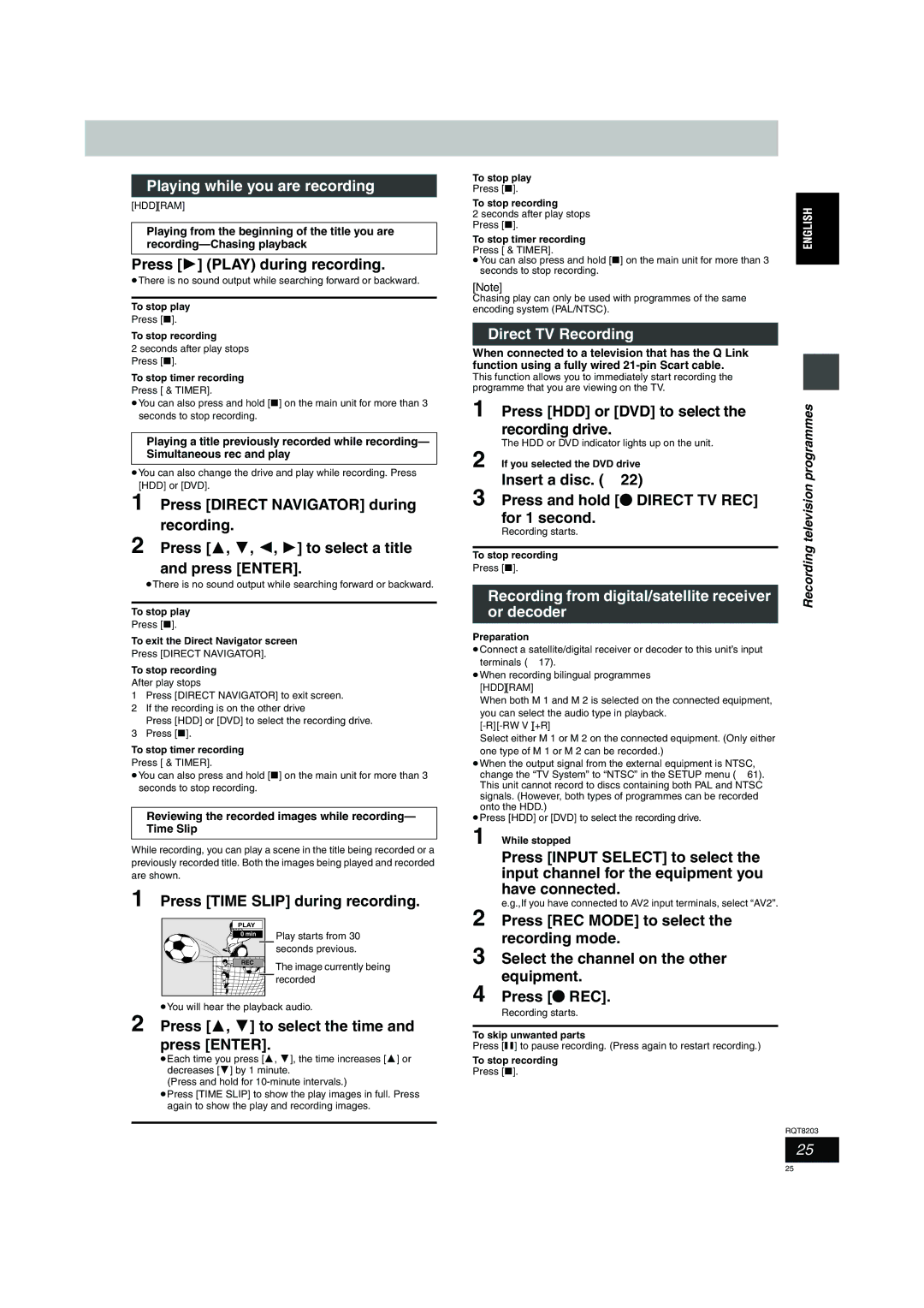 Philips DMR-EH60 operating instructions Playing while you are recording, Direct TV Recording 