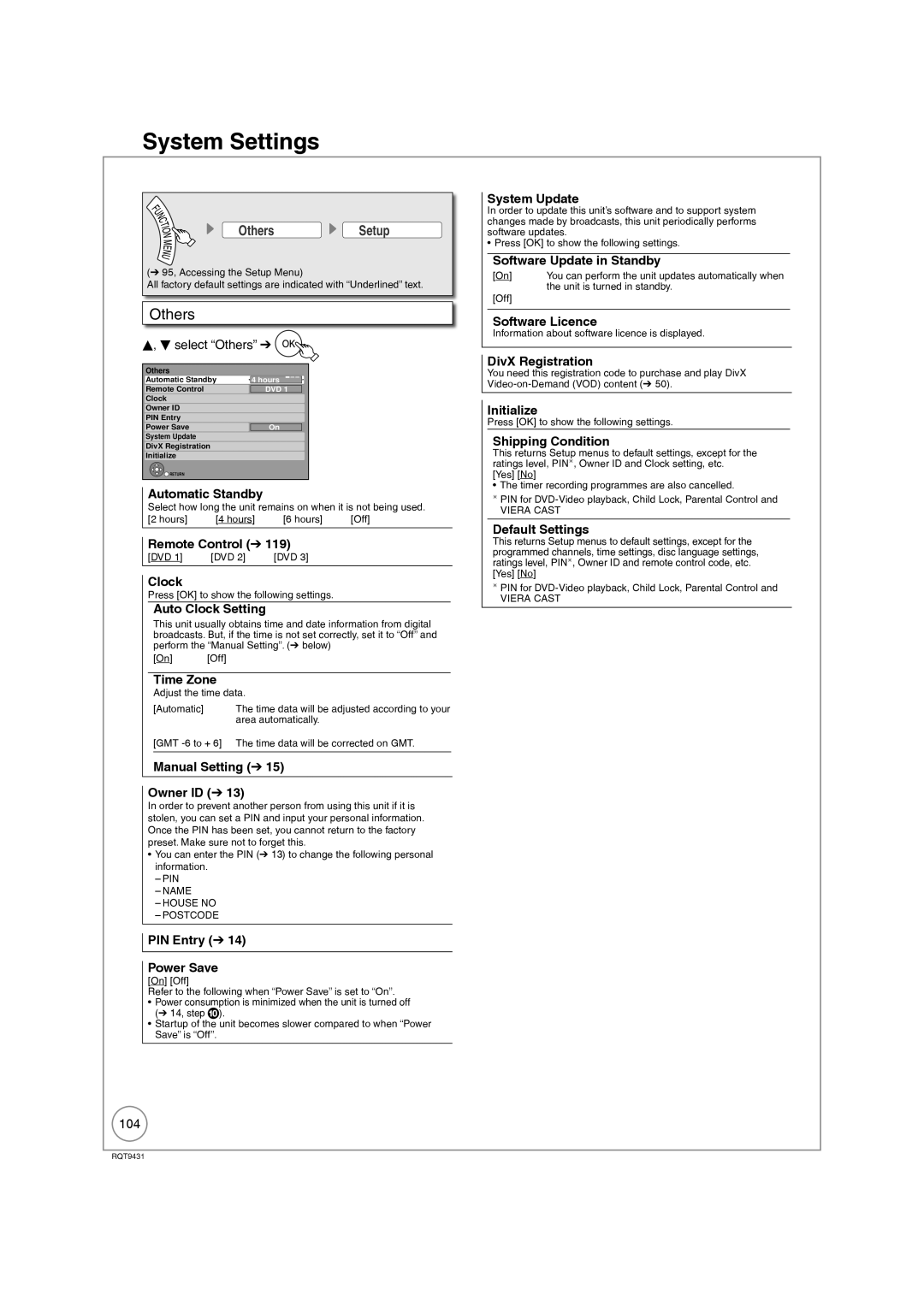 Philips DMR-XS350EB operating instructions System Settings, Others 