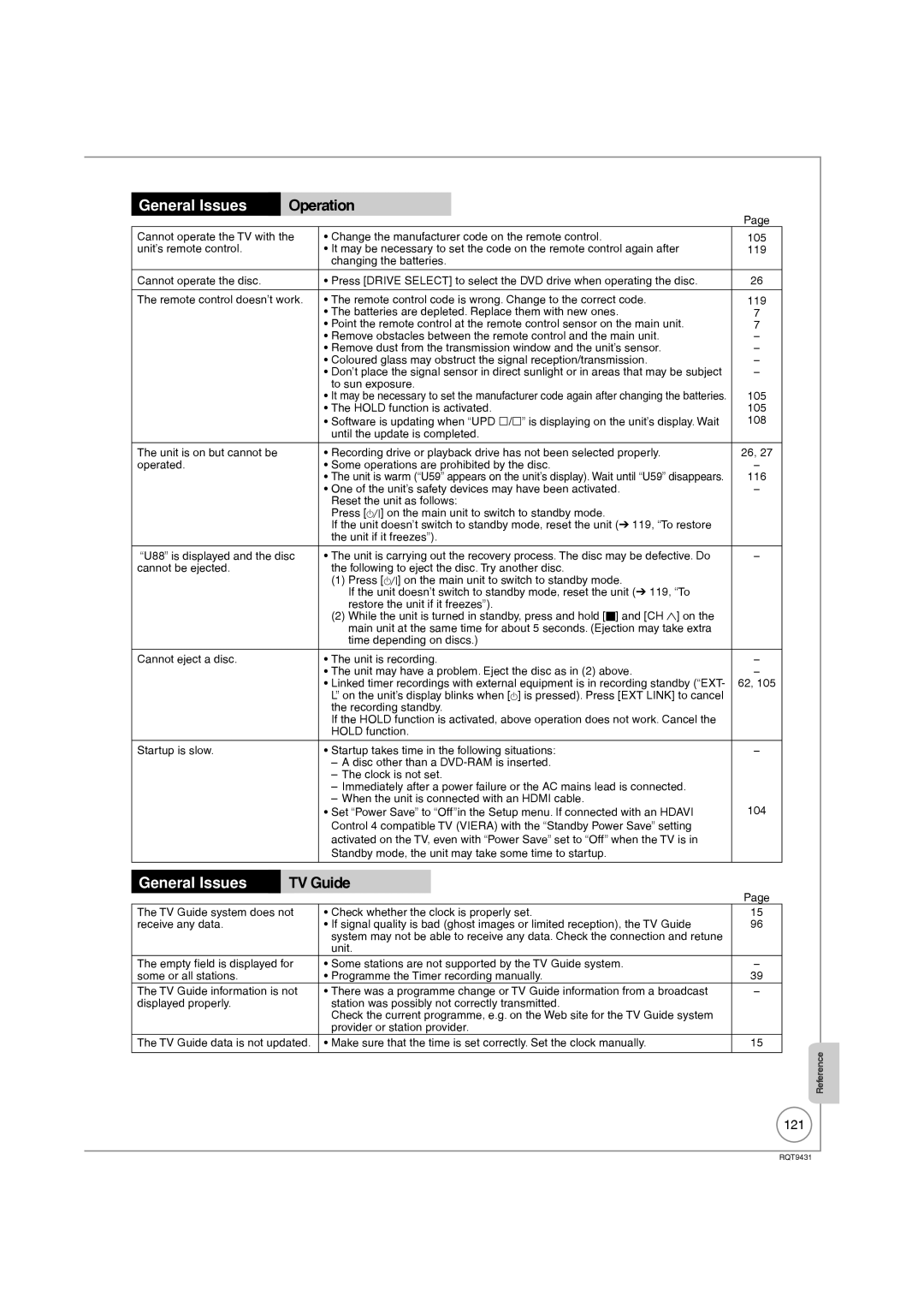 Philips DMR-XS350EB operating instructions Operation, TV Guide, 121, To sun exposure 