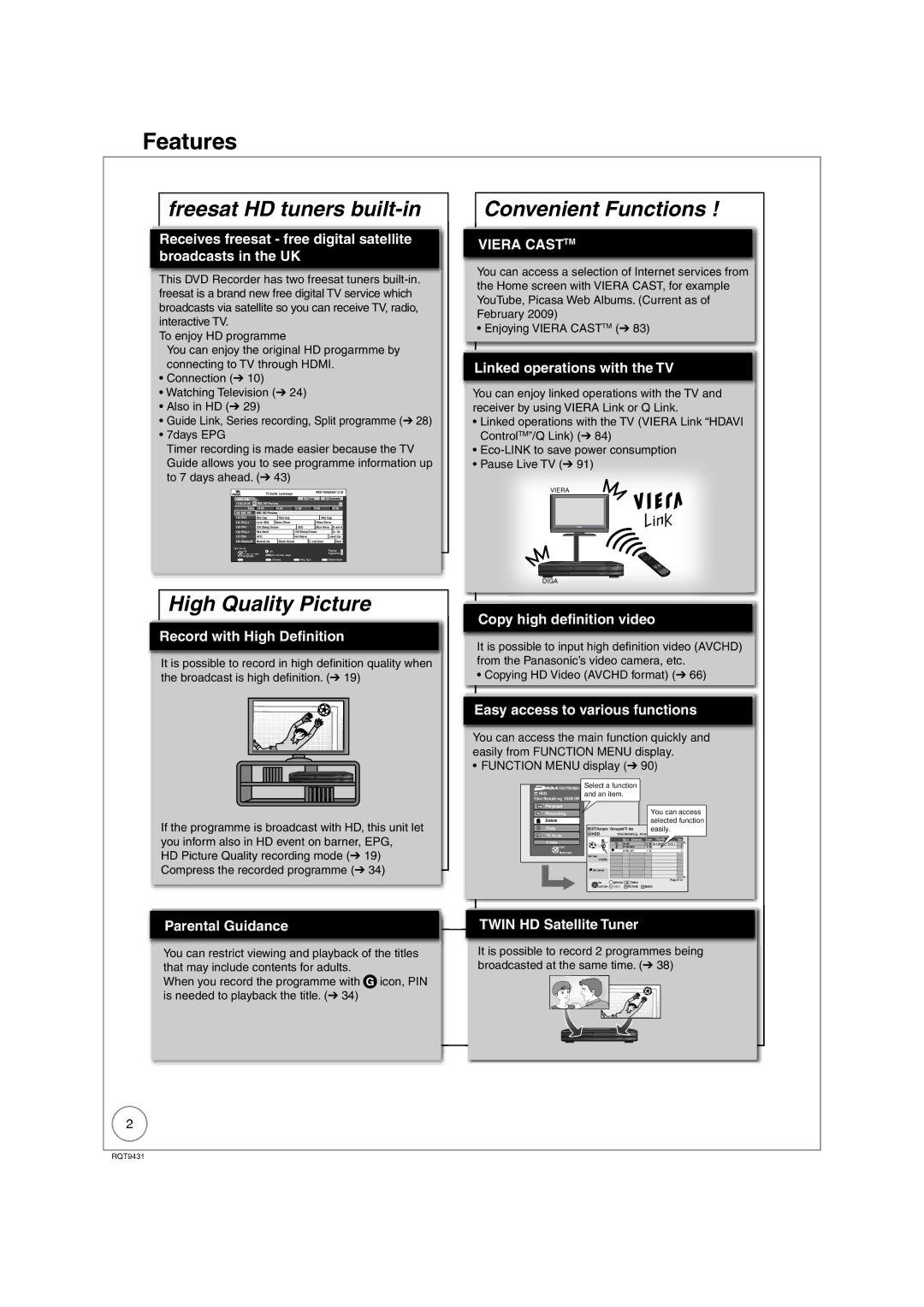 Philips DMR-XS350EB operating instructions Features, Freesat HD tuners built-in 