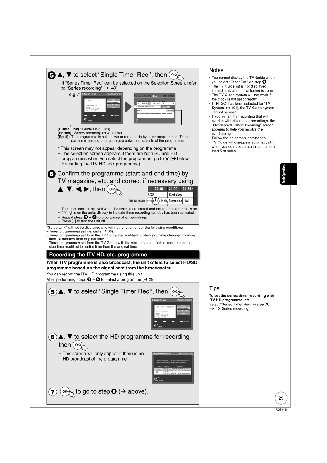 Philips DMR-XS350EB To select Single Timer Rec., then, To select the HD programme for recording, then, To go to step above 