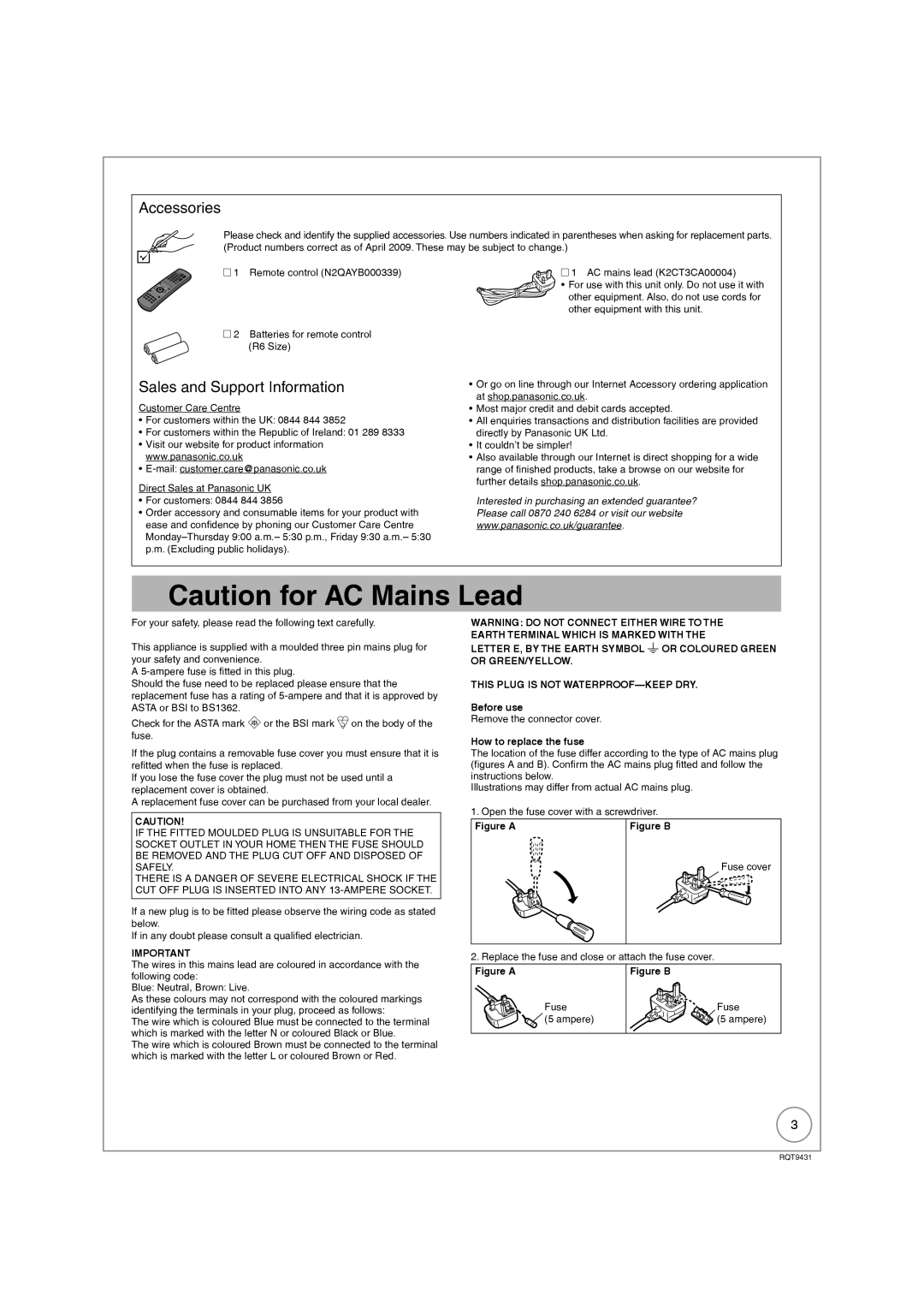 Philips DMR-XS350EB operating instructions Accessories, Sales and Support Information, Before use, How to replace the fuse 