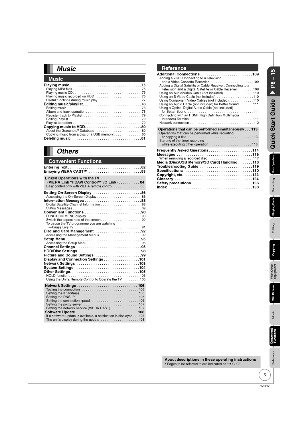 Philips DMR-XS350EB operating instructions Music, Convenient Functions, Reference 