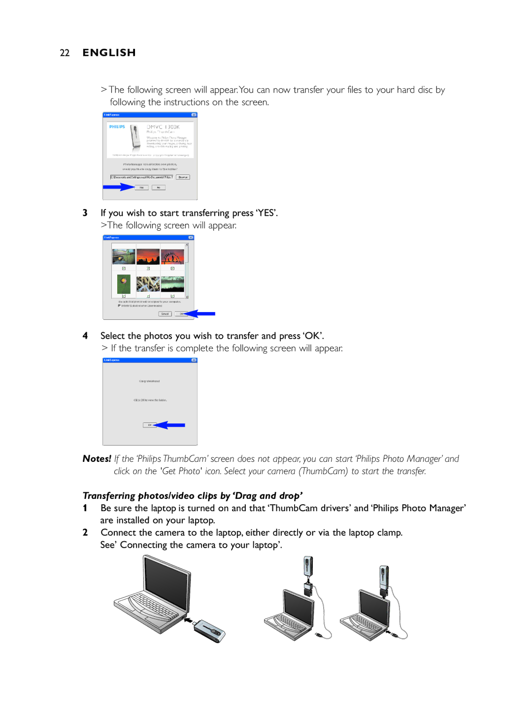 Philips DMVC1300K manual Transferring photos/video clips by ‘Drag and drop’ 