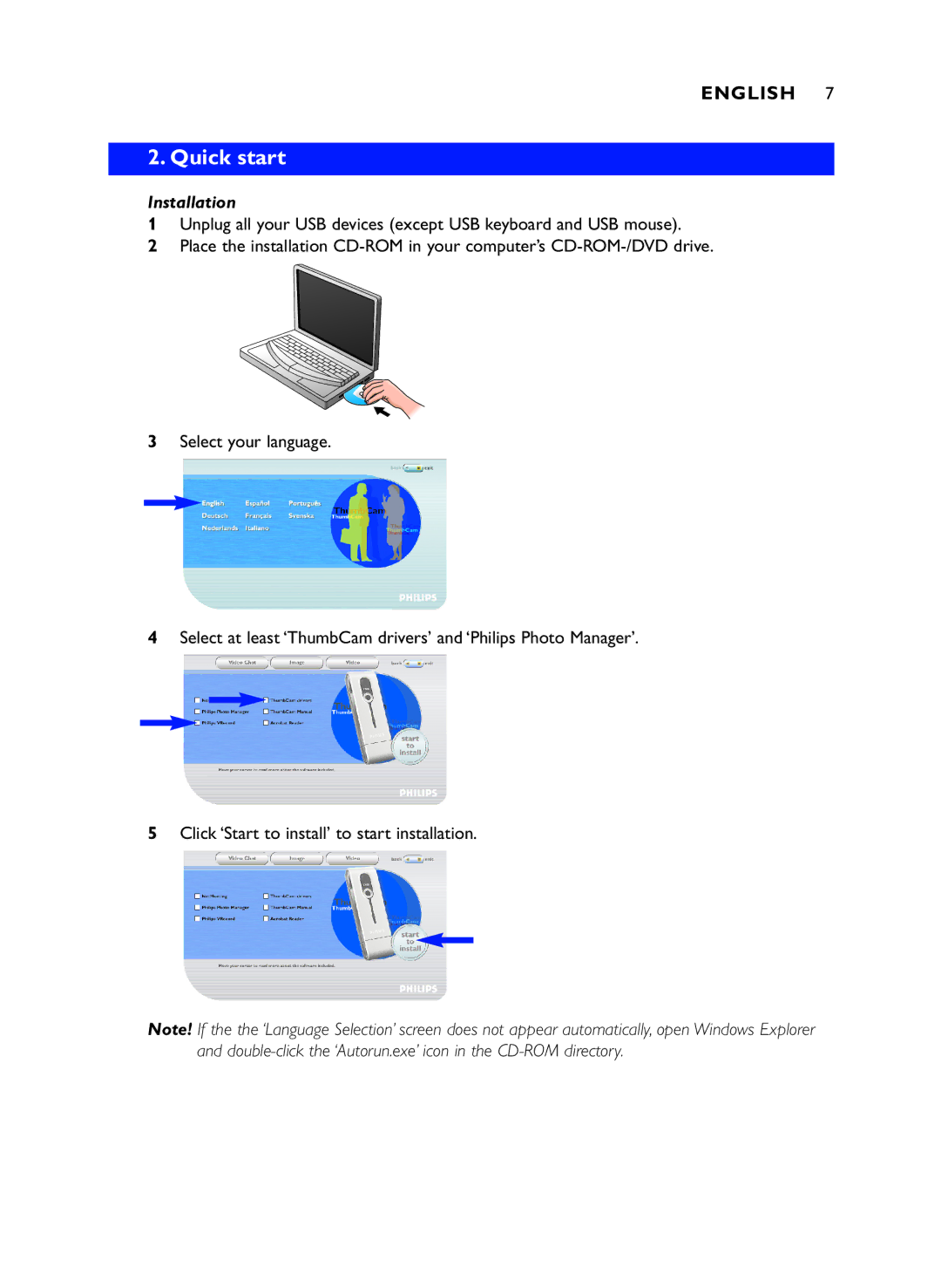 Philips DMVC1300K manual Quick start, Installation 