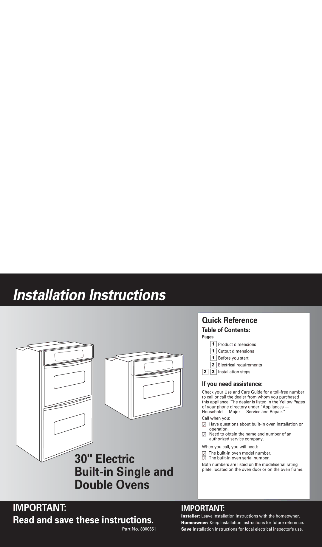 Philips Double Oven installation instructions Table of Contents, If you need assistance 