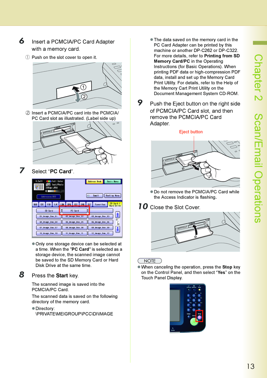 Philips DP-C262 manual Insert a PCMCIA/PC Card Adapter with a memory card, Select PC Card 