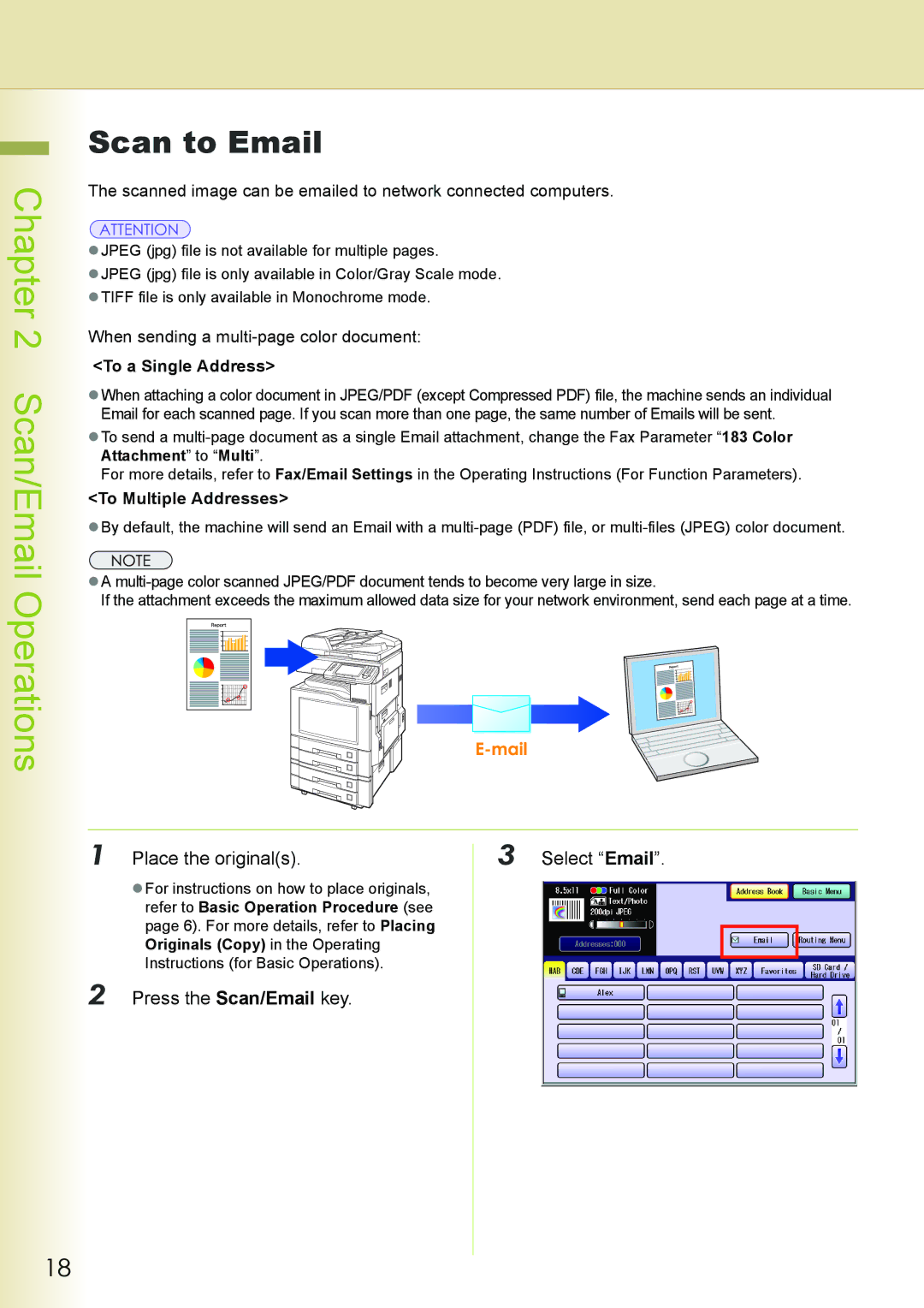 Philips DP-C262 manual Scan to Email, Press the Scan/Email key Select Email 