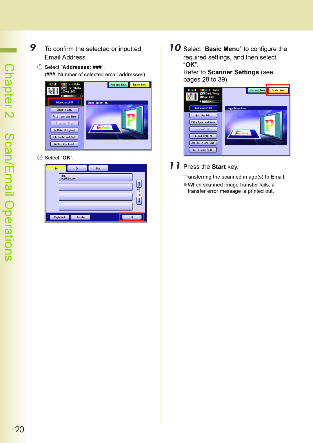 Philips DP-C262 manual To confirm the selected or inputted Email Address 