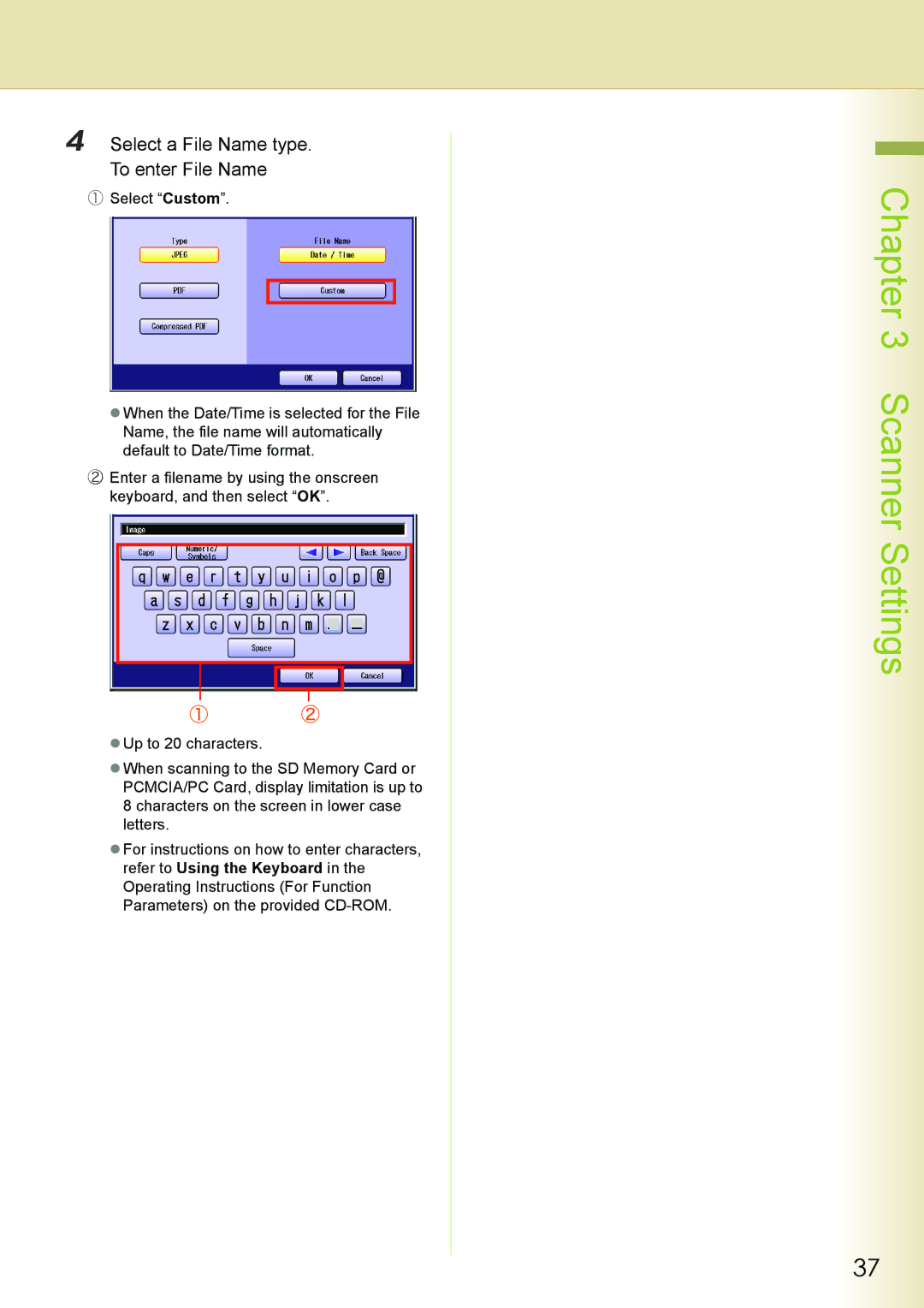 Philips DP-C262 manual Select a File Name type To enter File Name 