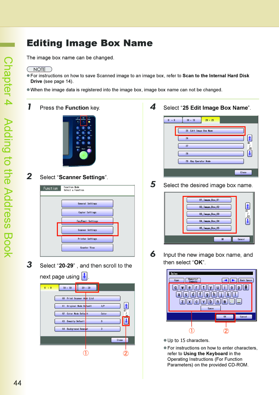 Philips DP-C262 manual Editing Image Box Name, Select 25 Edit Image Box Name 